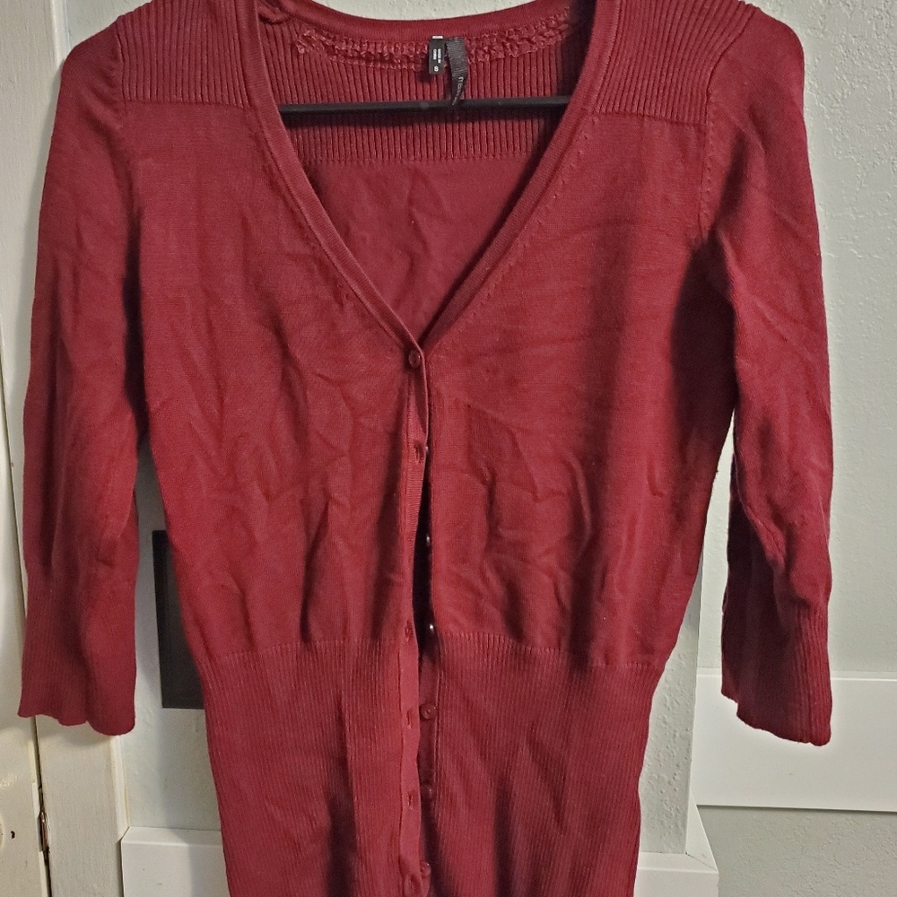 Red Button Up Cardigan